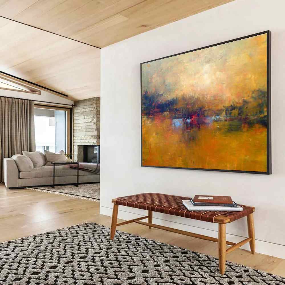 Warm Handmade Evening Canvas Painting Abstract Canvas Wall Art 7PFWC
